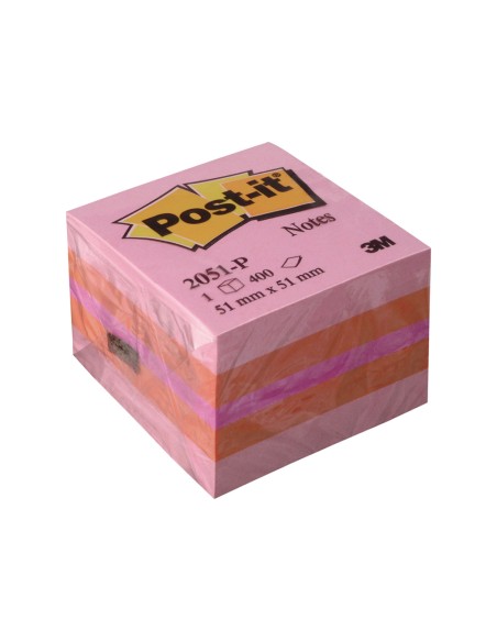 Bloc de notas adhesivas quita y pon post it 51x51 mm minicubo color rosa 2051 p 400 hojas