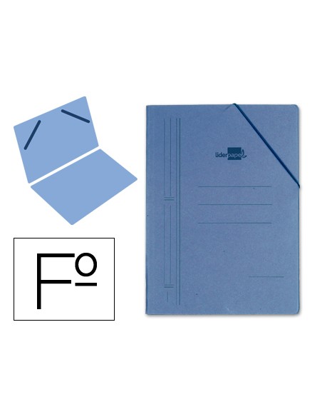 Carpeta liderpapel gomas folio sencilla carton compacto azul