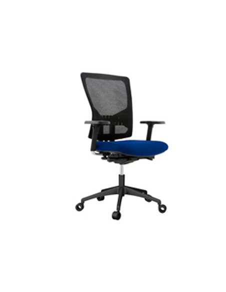 Silla rocada de oficina con brazos tapizada en tela ingnifuga y respaldo en polimero color azul Silla rocada de oficina con brazos tapizada en tela ingnifuga y respaldo en polimero color azul