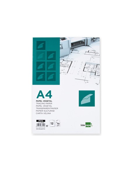 Papel dibujo liderpapel a4 210x297mm 70g m2 vegetal sobre de 12 hojas Papel dibujo liderpapel a4 210x297mm 70g m2 vegetal sobre de 12 hojas