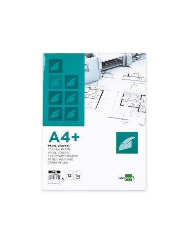 Papel dibujo liderpapel a4 320x240mm 90g m2 vegetal sobre de 12 hojas
