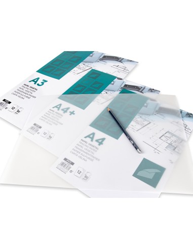 Papel dibujo liderpapel a4 210x297mm 90g m2 vegetal sobre de 12 hojas