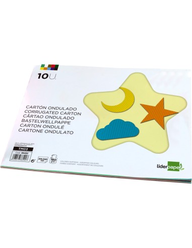 Bloc trabajos manuales liderpapel carton ondulado 240x315mm 10 hojas colores surtidos
