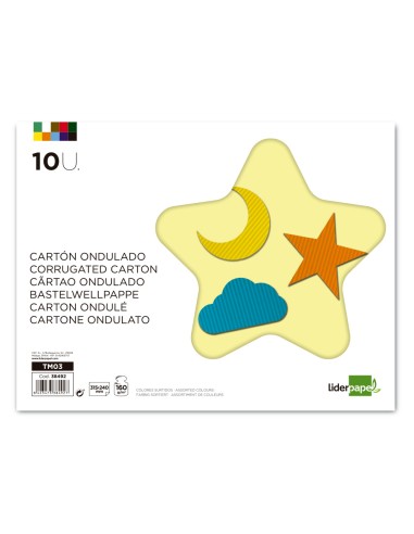 Bloc trabajos manuales liderpapel carton ondulado 240x315mm 10 hojas colores surtidos