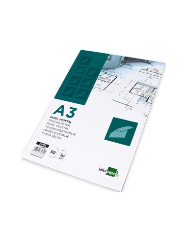 Bloc papel vegetal liderpapel encolado 297x420mm 50 hojas 90 g m2