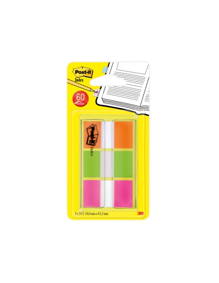 Banderitas separadoras post it index 680 naranja lima y rosa dispensador funda 3x20