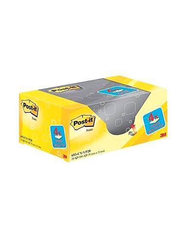 Bloc de notas adhesivas quita y pon post it amarillo canario 76x127 mm pack promocional 164 gratis