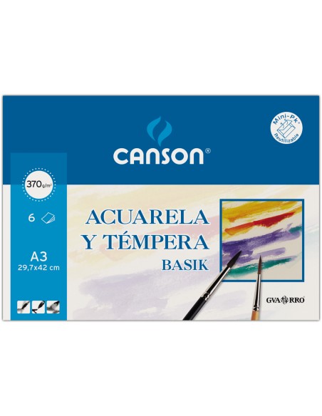 Papel acuarela basik canson din a3 370 gr pack de 6 hojas Papel acuarela basik canson din a3 370 gr pack de 6 hojas