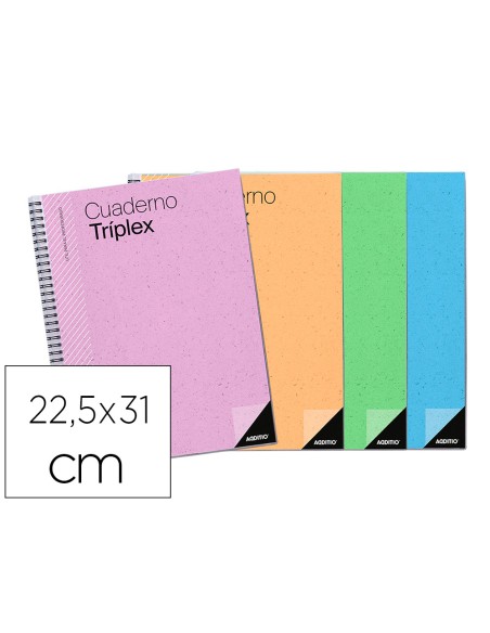 Cuaderno triplex additio plan de curso evaluacion agenda plan semanal y tutorias fundas transparentes 225x31cm