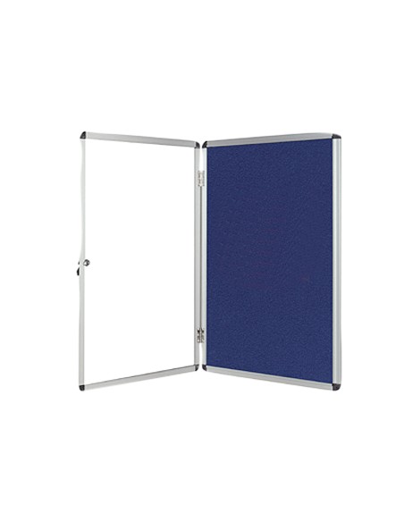 Vitrina de anuncios q connect mural pequena fieltro azul con puerta y marco con cerradura 72x98 cm Vitrina de anuncios q connect mural pequena fieltro azul con puerta y marco con cerradura 72x98 cm