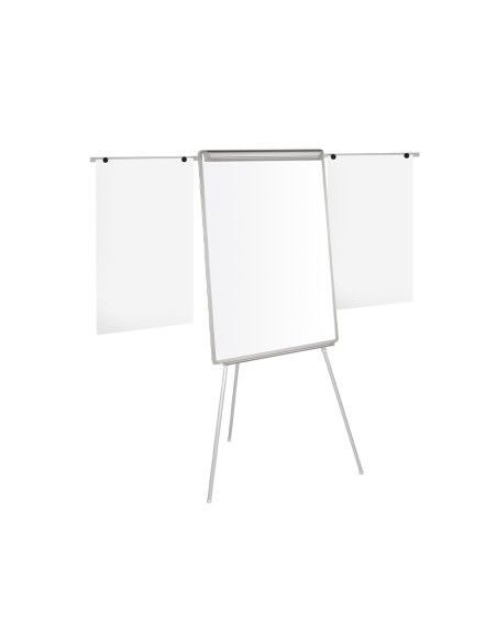 Pizarra blanca q connect con tripode 90x70x195cm y brazos extensibles para conferencias superficie laminada