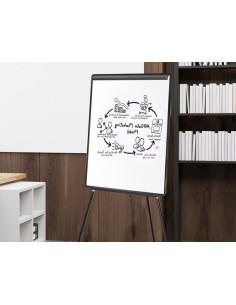 Pizarra blanca q connect con tripode 100x70 cm para convenciones superficie laminada marco negro