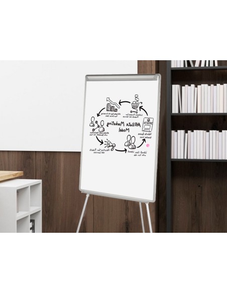Pizarra blanca q connect con tripode 70x100 cm para convenciones superficie laminada escritura directa