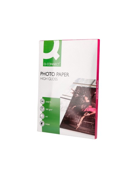 Papel q connect foto glossy din a4 alta calidad digital photo para ink jet bolsa de 50 hojas de 260 gr