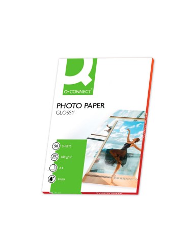 Papel q connect foto glossy din a4 alta calidad digital photo para ink jet bolsa de 50 hojas de 180 gr