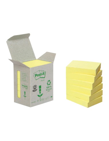 Bloc de notas adhesivas quita y pon reciclada en torre post it 38 x 51 mm 24 blocs 653 reciclado