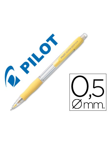 Portaminas pilot super grip amarillo 05 mm sujecion de caucho
