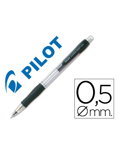 Portaminas pilot super grip negro 05 mm sujecion de caucho