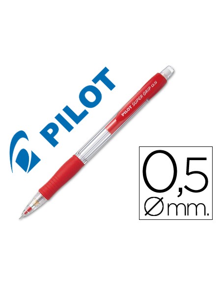 Portaminas pilot super grip rojo 05 mm sujecion de caucho