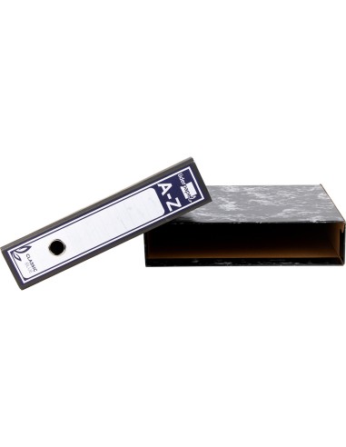 Caja archivador liderpapel classic blue cuarto apaisado negra