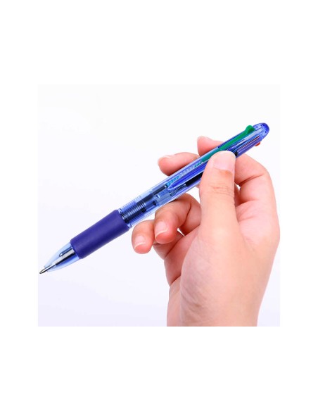 Boligrafo q connect 4 en 1 tinta 4 colores retractil con sujecion de caucho