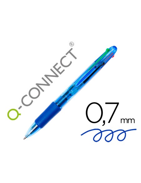 Boligrafo q connect 4 en 1 tinta 4 colores retractil con sujecion de caucho