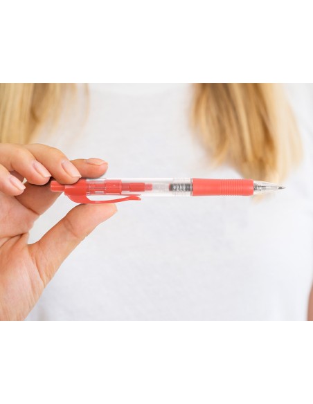 Boligrafo q connect retractil con sujecion de caucho tinta aceite 07 mm color rojo