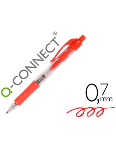 Boligrafo q connect retractil con sujecion de caucho tinta aceite 07 mm color rojo