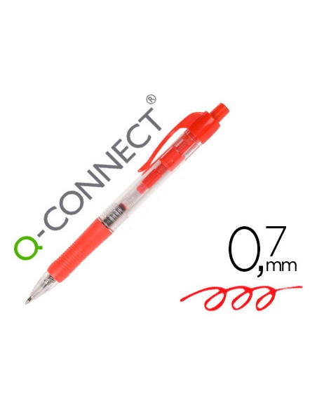 Boligrafo q connect retractil con sujecion de caucho tinta aceite 07 mm color rojo