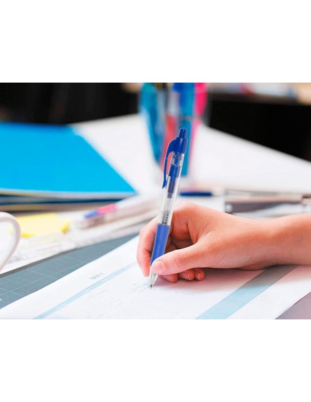 Boligrafo q connect retractil con sujecion de caucho tinta aceite 07 mm color azul