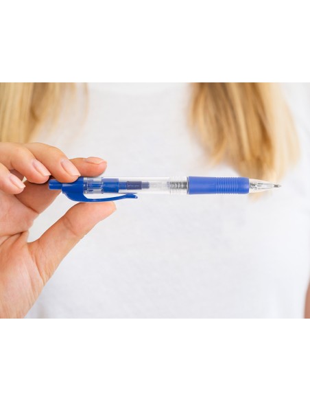 Boligrafo q connect retractil con sujecion de caucho tinta aceite 07 mm color azul