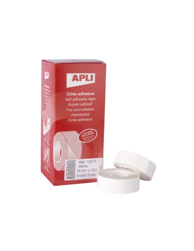 Cinta adhesiva apli 33 mt x 19 mm color blanco