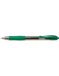 Boligrafo pilot g 2 verde tinta gel retractil sujecion de caucho