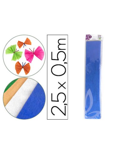 Papel crespon liderpapel 50 cm x 25m metalizado azul