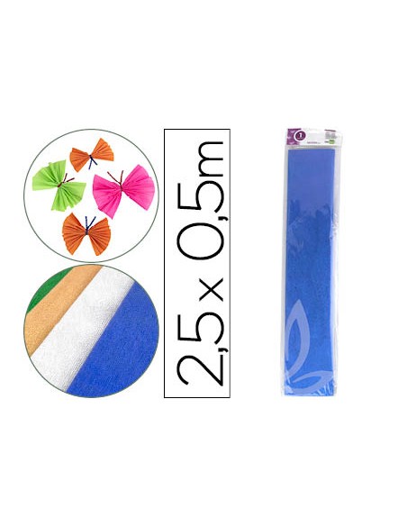 Papel crespon liderpapel 50 cm x 25m metalizado azul