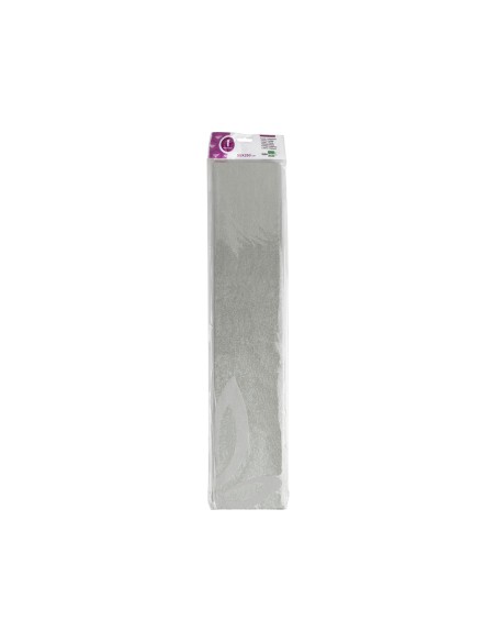 Papel crespon liderpapel 50 cm x 25m metalizado plata