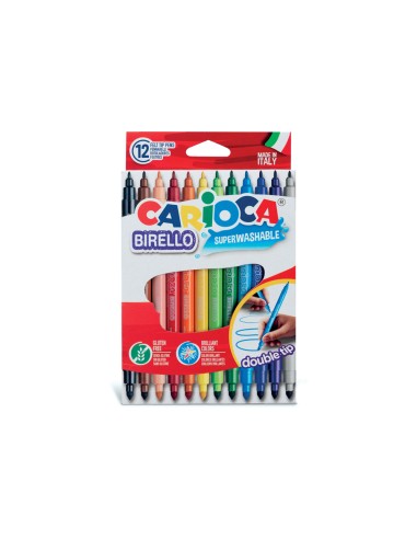 Rotulador carioca birello bipunta caja de 12 colores surtidos