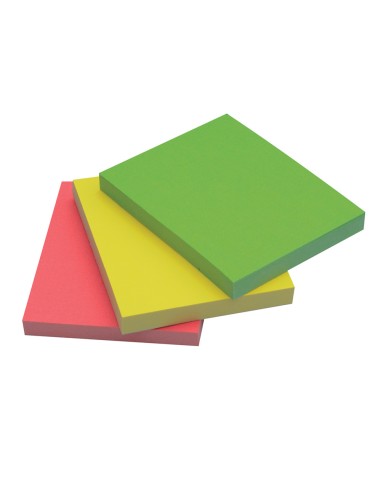 Bloc de notas adhesivas quita y pon q connect 38x51 mm neon pack de 3 unidades con 50 hojas por color