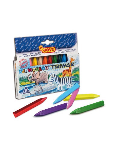 Lapices cera jovicolor triangular triwax 12 unidades colores surtidos