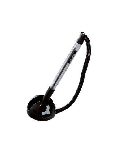Boligrafo extensible q connect con cadena plastico y soporte adhesivo