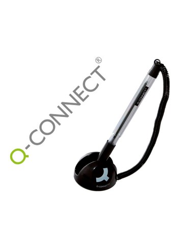 Boligrafo extensible q connect con cadena plastico y soporte adhesivo