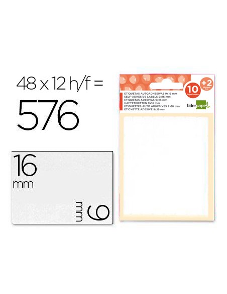 Etiquetas liderpapel sobre de 10 h 2 h obsequio 9x16 mm 48 unidades por hoja