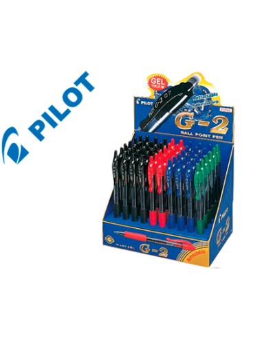 Boligrafo pilot g 2 tinta gel retractil sujecion de caucho expositor de 60 unidades