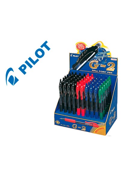 Boligrafo pilot g 2 tinta gel retractil sujecion de caucho expositor de 60 unidades