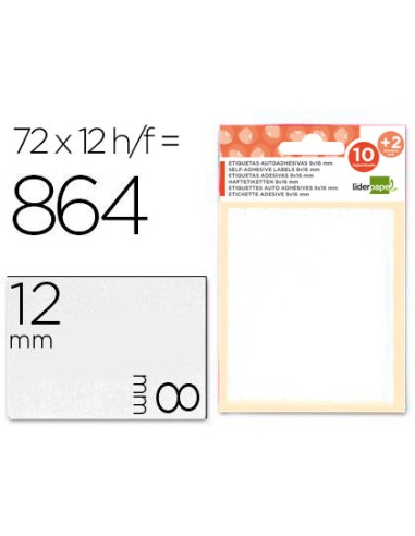 Etiquetas liderpapel sobre de 10 h 2 h obsequio 8x12 mm 72 unidades por hoja