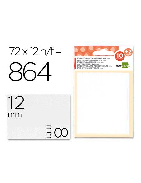 Etiquetas liderpapel sobre de 10 h 2 h obsequio 8x12 mm 72 unidades por hoja