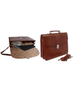 Cartera portadocumentos q connect kf02610 con correa y dptos interiores marron