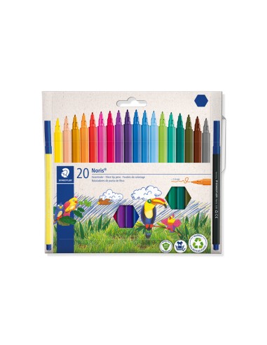 Rotulador staedtler noris 326 punta de fibra nuevo cuerpo hexagonal caja de 20 unidades colores surtidos