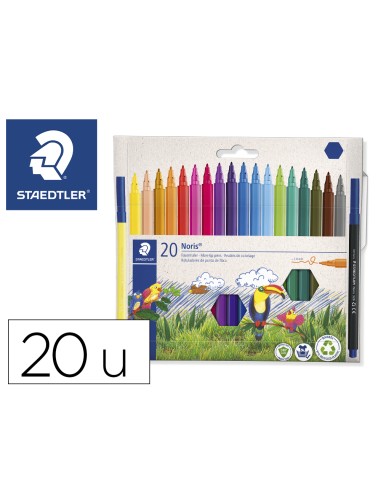 Rotulador staedtler noris 326 punta de fibra nuevo cuerpo hexagonal caja de 20 unidades colores surtidos