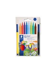 Rotulador staedtler noris 326 punta de fibra nuevo cuerpo hexagonal caja de 10 unidades colores surtidos